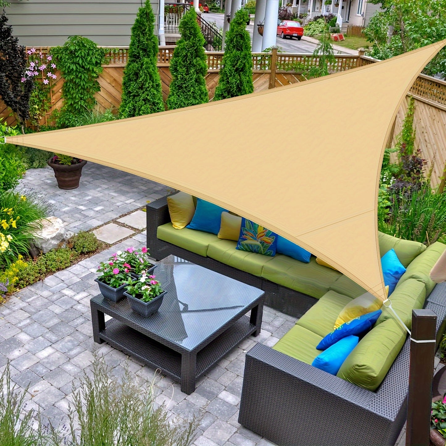 Waterproof Sun Shade Sail | UV Block Sunshade for Pool, Backyard, Yard Deck, Patio, Garden | 160-170gsm Polyester Fabric, 91- Shading Rate, Blackout Capability