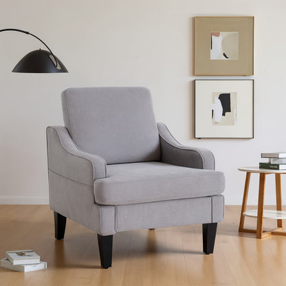 Mid-Century Modern Armchair, Plush Padded Accent Chair With Arms For Living Room Bedroom, Comfortable Lounge Chair For Apartment Waiting Room