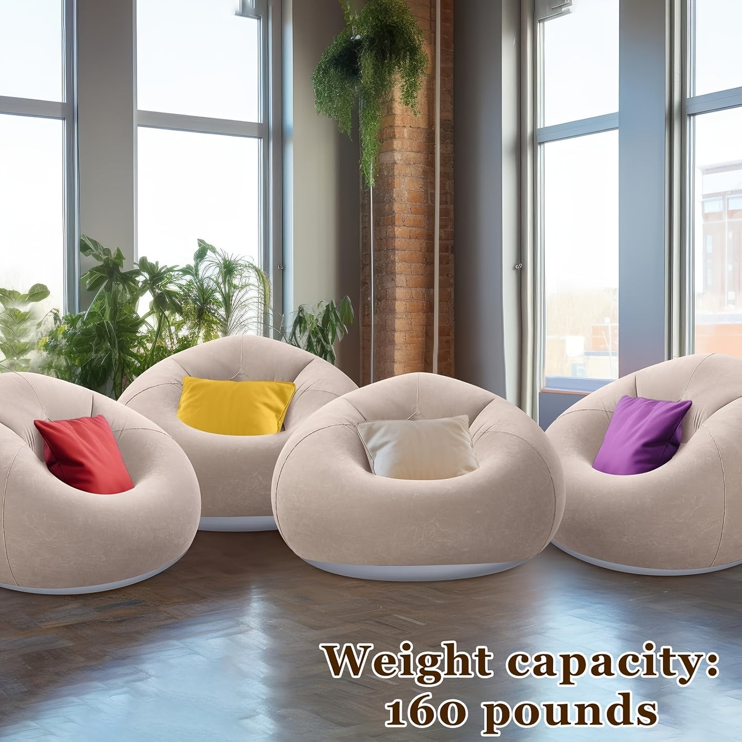 1pc Soybean Bag Chair, Inflatable Sofa Chair, Soft, Comfortable, Outdoor, Lazy Seat, Tatami Chair, Sofa Cover, Lazy Sofa, Circular Single Sofa, Living Room, Office Lunch Break, Outdoor Picnic Camping, Father's Day Gift