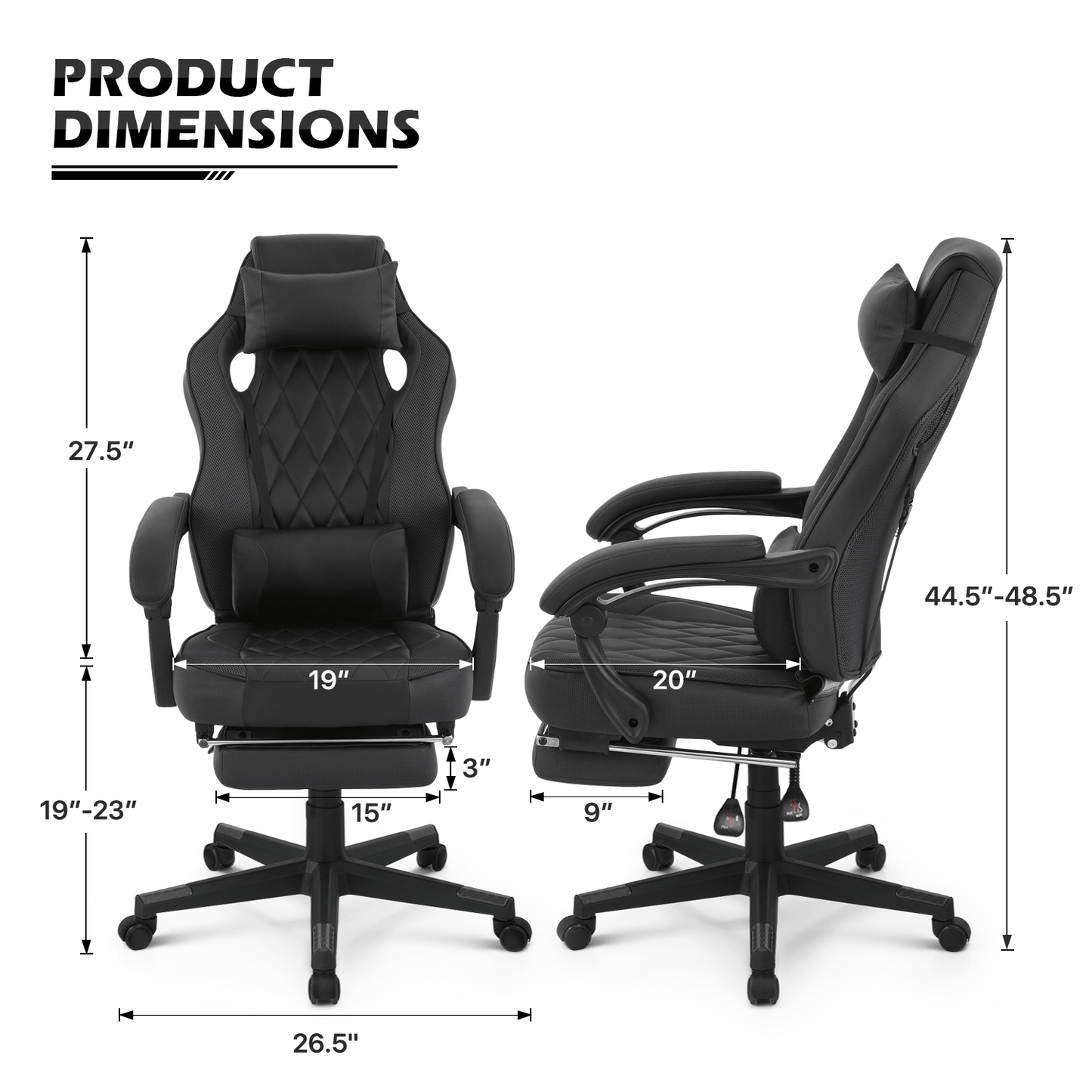 Ergonomic Gaming Chair with Retractable Footrest & Detachable Lumbar Support 360 Degree Swivel Racing Style PU Leather Computer Gaming Chair with Headrest for Home Bedroom Office