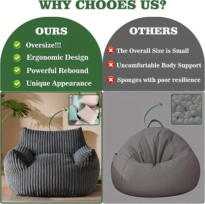 Modern Extra-Large Adult Bean Bag Chair with Footrest, Ergonomic Design, New Fat Cat-Shaped Sofa, Removable And Washable Sofa Cover, Perfect for Leisure, Reading Or Gaming, Suitable for Living Rooms, Bedrooms, Dormitories, Apartments, And Offices