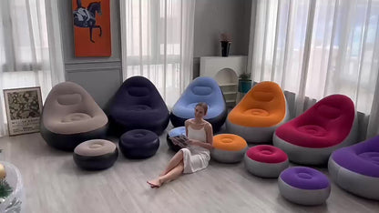 Inflatable Lounge Sofa, New Generation Portable Foldable Recliner With Footrest, Comfortable Flocked Sofa Chair Combo, Suitable For Camping Hiking Home Use And Sunbathing, Outdoor