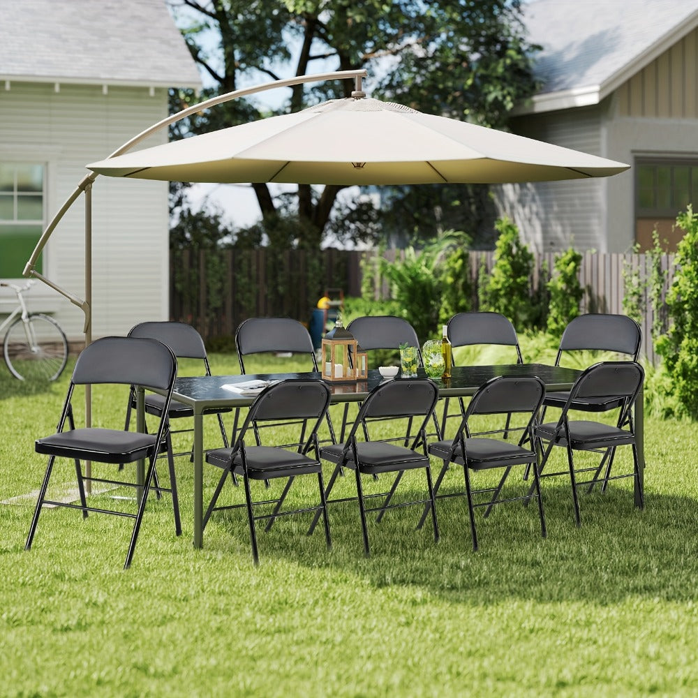 PU Leather Folding Chairs with Padded Seats & Steel Frame, Portable Stackable Chairs for Events Weddings Dining Home Office Church, 2 4 8 10 12 20 Packs Available in Khaki Black Grey