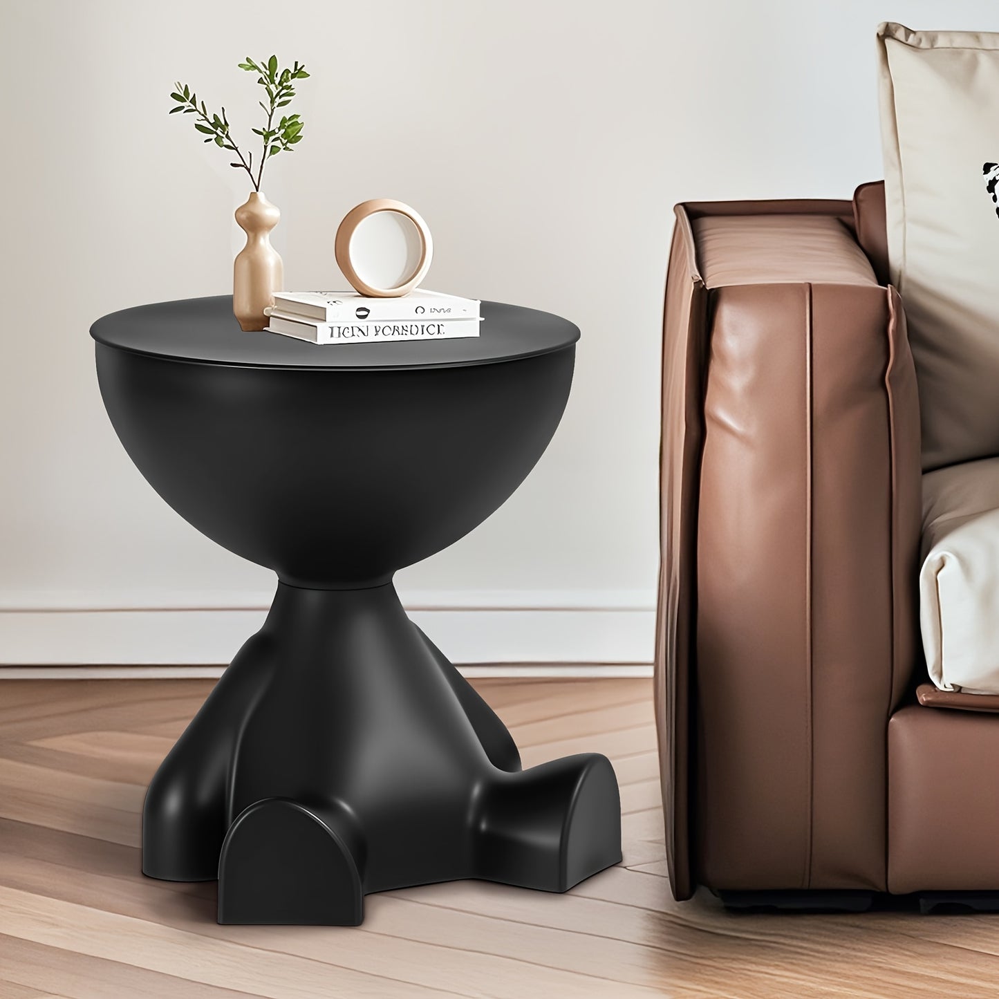 Modern Bear-Shaped Plastic Nightstand - Multifunctional, Easy Assembly, Sleek Design for Bedroom & Living Room Storage, Stack Bookshelf, Playful Design, Plastic Construction