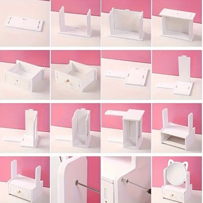 Elegant White Makeup Mirror with Storage Cabinet, Polished Surface, Space-Saving Design, Durable High-Quality Material, Sturdy Structure, Manual Assembly, Suitable for Cosmetics and Jewelry Storage