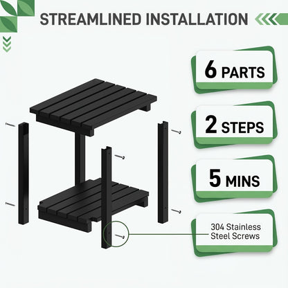 Adirondack Side Table HDPE Outdoor Weather Resistant Square End Table – Patio Backyard Pool Beach Indoor Use, Easy Maintenance (Black, White, Grey, Brown)