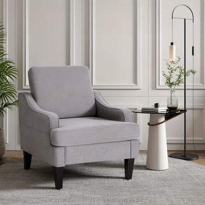 Mid-Century Modern Armchair, Plush Padded Accent Chair With Arms For Living Room Bedroom, Comfortable Lounge Chair For Apartment Waiting Room