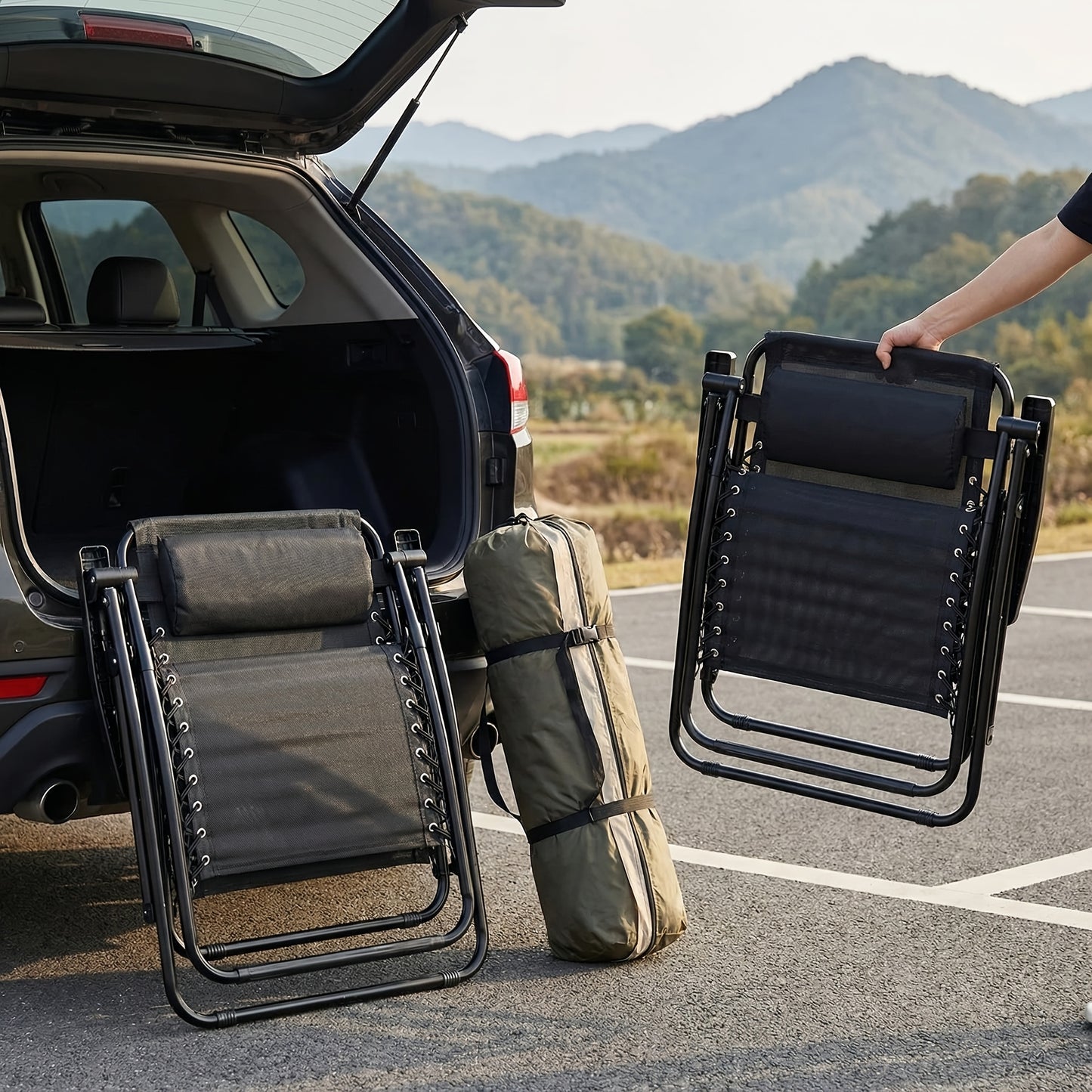 [Outdoor Camping Chair] 1/2Pack Zero Gravity Lounge Chairs For Outdoor Patio And Poolside With Pillows And Cup Holders - Foldable, Space-Saving, Easy To Carry, Outdoor Camping Chair, Suitable For Beach, Grass, Wild Camping