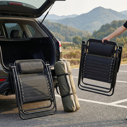 [Outdoor Camping Chair] 1/2Pack Zero Gravity Lounge Chairs For Outdoor Patio And Poolside With Pillows And Cup Holders - Foldable, Space-Saving, Easy To Carry, Outdoor Camping Chair, Suitable For Beach, Grass, Wild Camping