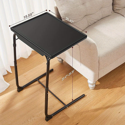 Adjustable Folding Table 2pcs/1pc- TV Tray Table, 6-Level Height Adjustment, 3 Tilt Angles, Suitable for Dining Service Furniture and Portable Bar
