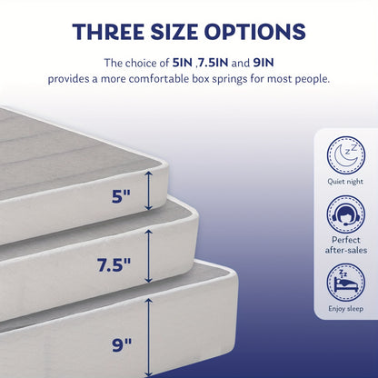 5/7.5/9 Inch Box Spring for Twin/Full/Queen/King Bed, High Profile Strong Metal Frame Foundation, Quiet Noise-Free, Easy Assembly