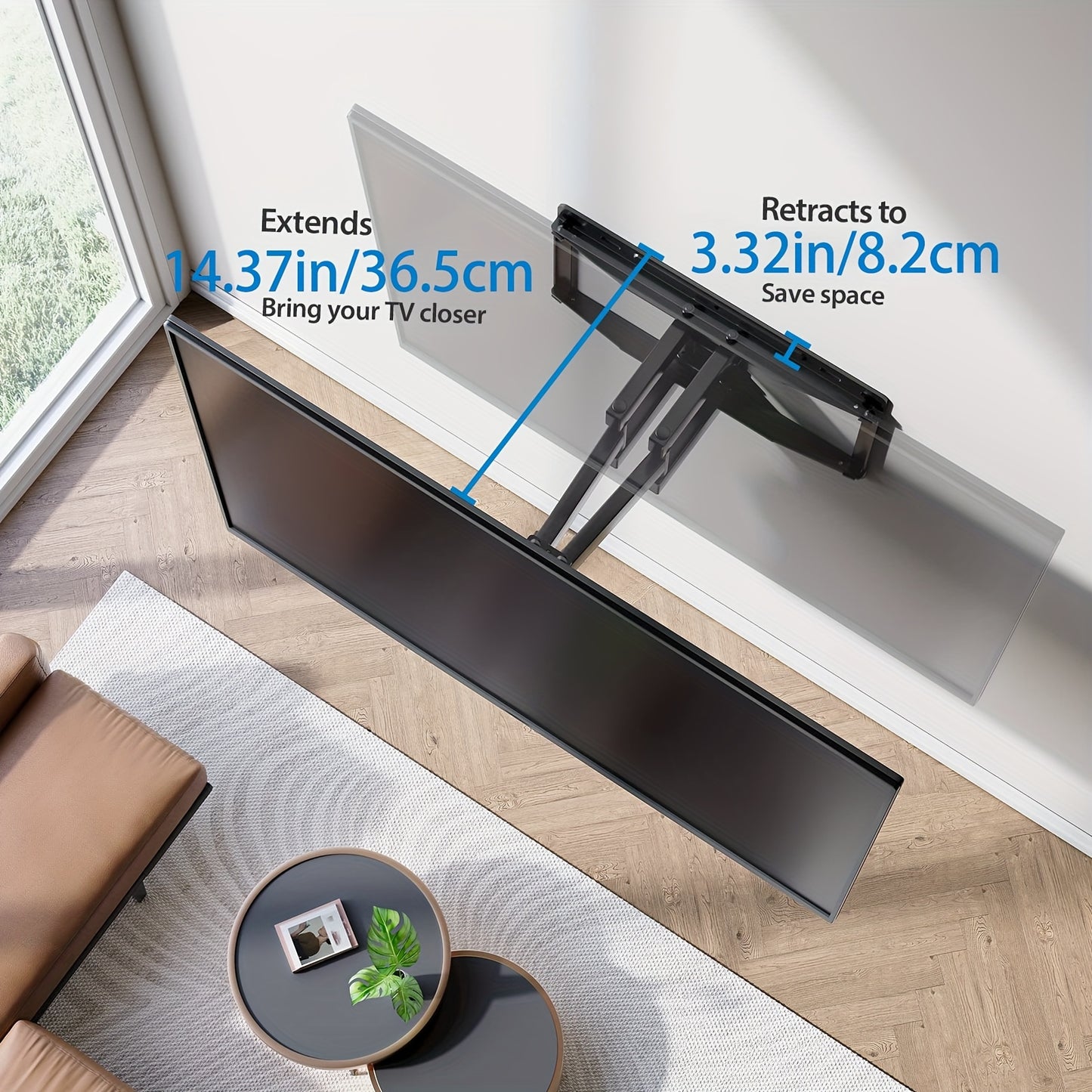 Dreamsmith 40-86 Inch Full Motion TV Wall Mount Bracket with Dual Articulating Arms, Swivel & Tilt, 132 lbs Capacity, Max VESA 600x400mm, Fits 12" & 16" Wood Studs for Home Theater & Media Room, Tv Wall Mount, Versatile Furniture Bracket, Modern Home Deco