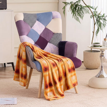 Patchwork Accent Chair High Back Armchair with Memory Foam Cushion & Hardwood Legs – 330 lbs Capacity Linen Upholstered Reading Chair for Living Room Bedroom Home Office, 6 Colors