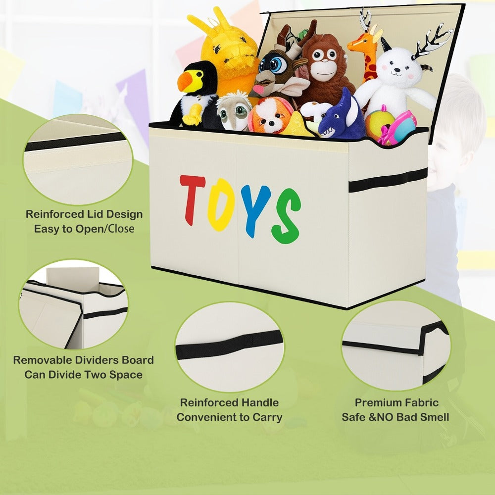 Kids Box Chest - Extra Large Lightweight Collapsible Storage Organizer Boxes Bins Baskets for Children, Boys, Girls, for nursery Room, Playroom, Closet Home Storage Boxes with Big Handles for Nursery, 26.8"X13.8"X16"