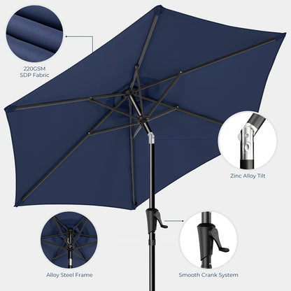 [Outdoor Patio Umbrella] 7.5/9ft Outdoor Patio Umbrella, Market Table Pool Deck Umbrella, Patio Table Umbrella With Push Button Tilt, Crank And Sturdy Metal Construction, UPF50+ UV Protection Pool Beach Yard Umbrella(Base Not Included)