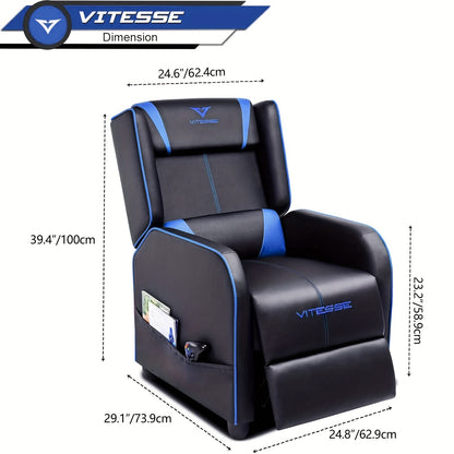 Gaming Recliner Chair Racing Style Single Ergonomic Lounge Sofa Modern Faux Leather Reclining Home Theater Seat For Living Gaming Room