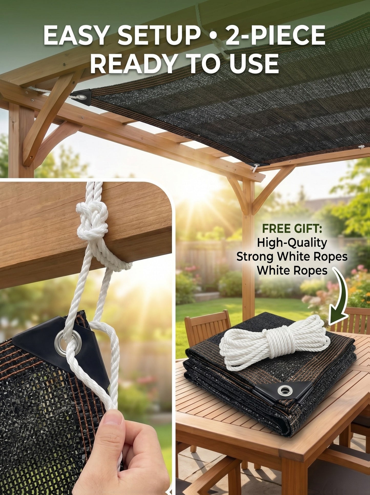 2 Pack Shade Cloth Black & Coffee Sun Shade Sail UV Block Outdoor Patio Garden Privacy Screen