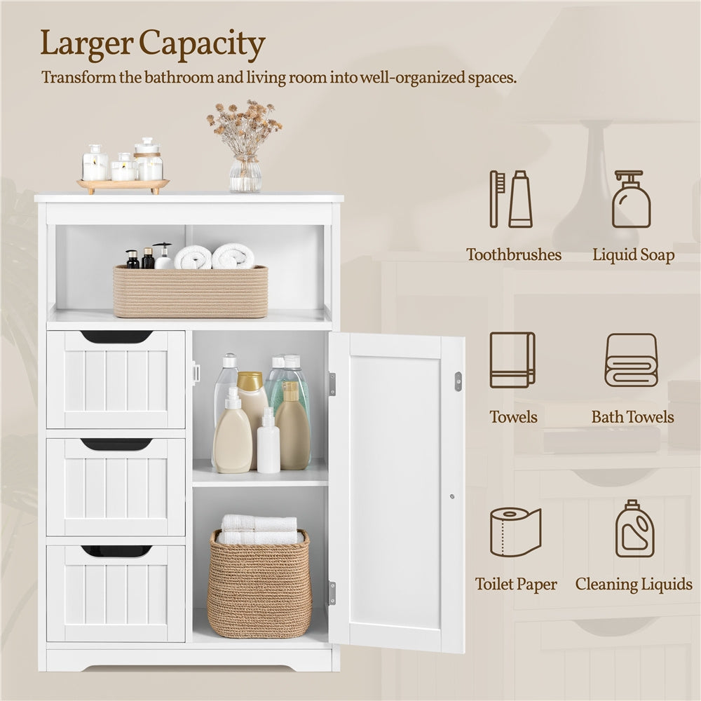 Costoffs Bathroom Storage Cabinet with Drawers, Moisture-Resistant Modern Cabinet Organizer with Multiple Tiers Shelves Storage, Easy-Clean Surface Bathroom Cabinet for Bathroom Living Room
