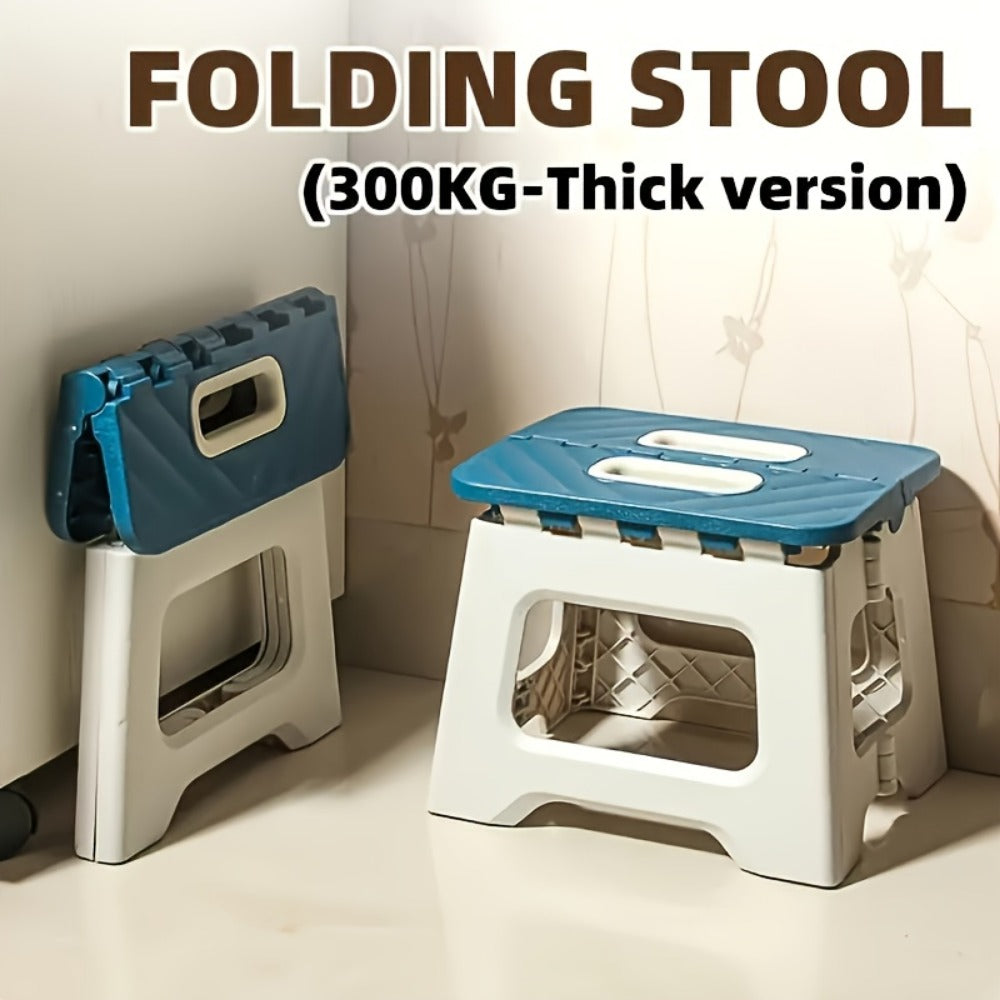 Folding Step Stool 300 LB Capacity with Handle, 9 Inch Non-Slip Foldable Foot Stool for Adults Kids Seniors, Portable Plastic Stepping Stool for Bathroom Kitchen Bedroom Outdoor Travel Camping