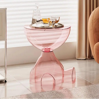 A Modern Bear-Shaped Plastic Nightstand for Lamp And Coffee Cup Holder - a Stylish White Storage Box for Bedrooms And Living Rooms, Easy to Assemble, Compact Design for Small Spaces, Bedroom Storage Box | Playful Furniture | Plastic Structure, Bedroom Dec