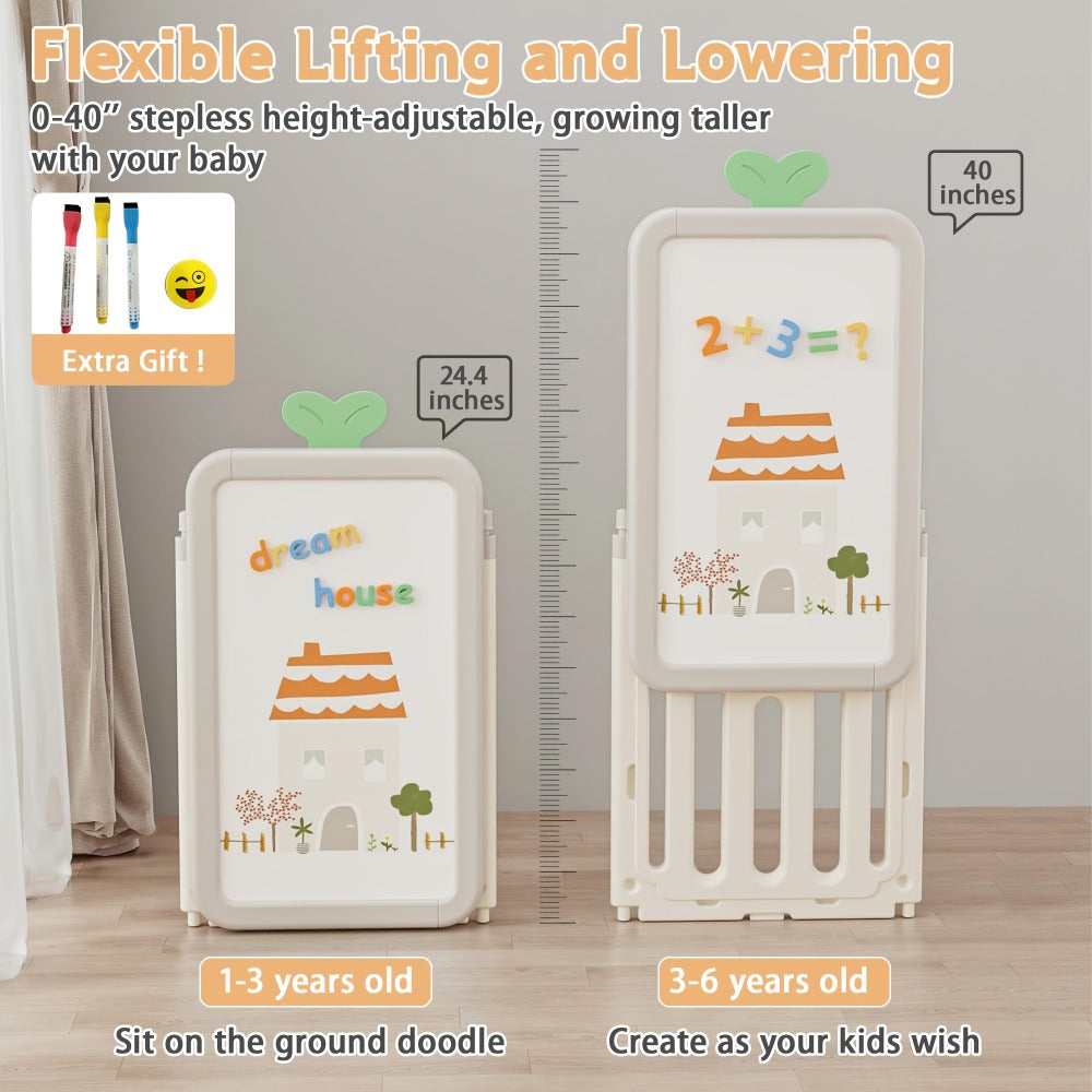 A Versatile Storage Solution for Featuring 10 Detachable Bins And a 3-Tier Bookshelf, Serving As a Multifunctional Organizer with a Drawing Board, Perfect for a Bedroom, Playroom, Or Living Area