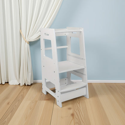 Toddler Kitchen Helper Tower Standing Stool for Kitchen Counter Learning Step Stool for Toddlers Safe Sturdy Helper Standing Tower Random Color Wood Color