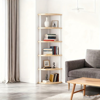 Corner Bookshelf 3/4/5/6 Tier Iron Shelving Unit, Freestanding Corner Storage Shelf for Living Room Bedroom Office, Modern Minimalist Heavy-Duty Space-Saving Decorative Corner Rack