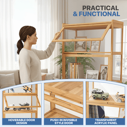 Display Cabinet with Acrylic Doors, 5-Tier Curio Cabinet for Collectibles, Display Case Showcase for Living Room, Office, 27.5" (L) x 13.5" (W) x 67.5" (H)