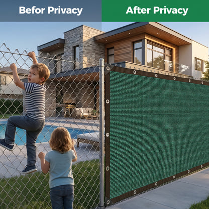 [Heavy Duty Privacy Screen] 5Ft X 25Ft/6Ft X 50Ft Fence Privacy Screen, Heavy Duty Privacy Fence Screen, Outdoor Shade Cloth Mesh Barrier, Includes 33Ft Black Rope, Green