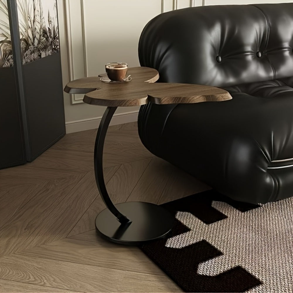 Butterfly Side Table Metal Frame Vintage Accent End Table for Living Room Bedroom Sofa Couch Corner Decorative Sculptural Tea Table Walnut Finish