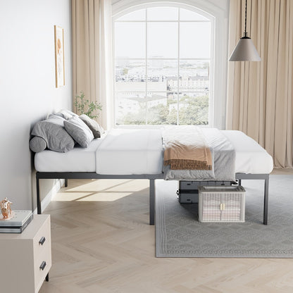 Metal Platform Bed Frame with Under Bed Storage 12 14 16 18 Inch Height Steel Slat Support No Box Spring Needed Twin Twin XL King Bedroom Furniture