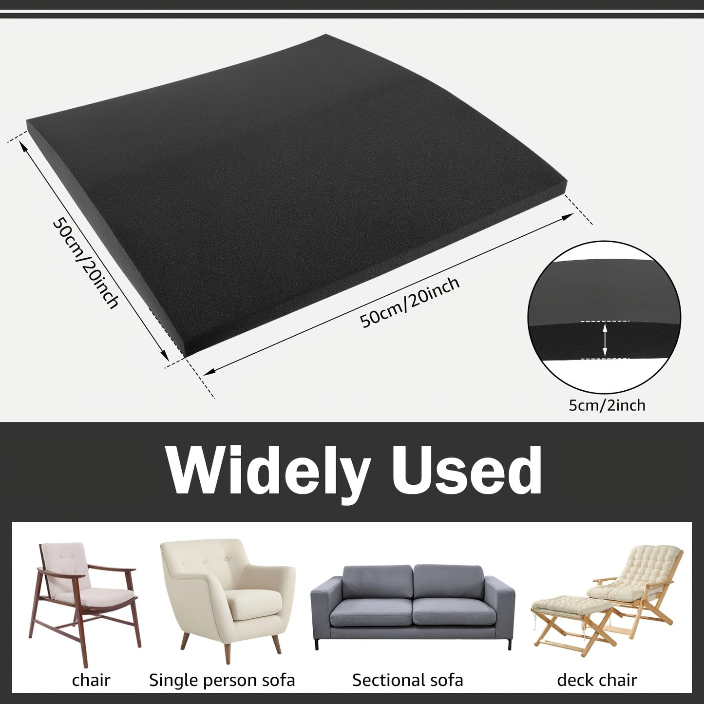 3pcs Furniture Seat Support 20 "x 20" High-density Foam Couch Sofa Cushion Support Cushion SAG Repair Replacement for Sofa Couch Loveseat Chair Sagging Sea