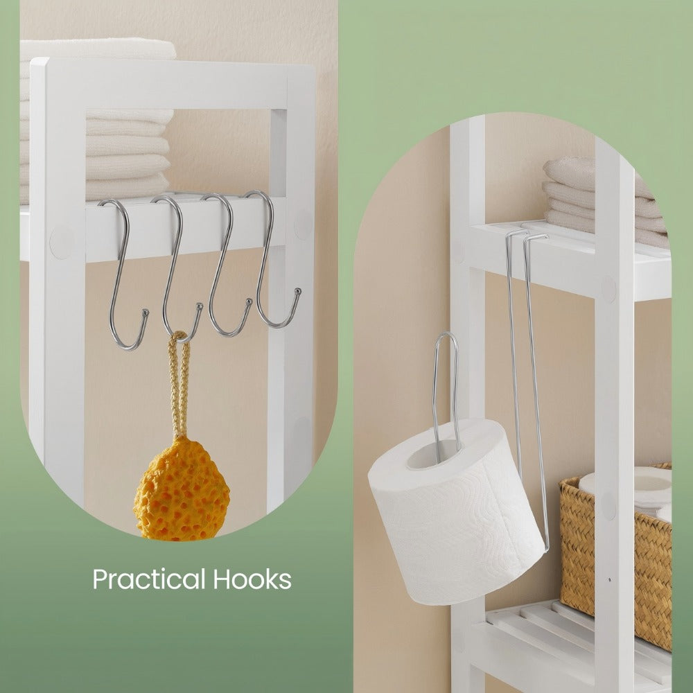 Three-Level Shelf Unit for Above The Toilet - Bathroom Organizer That Resists Rust with Adjustable Shelves | Space-Efficient Storage for Towels, Toilet Paper, And Tissues, Vertical Display for Toiletries & Convenient Access