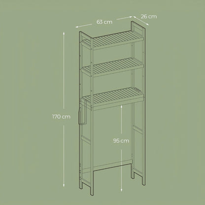 Three-Level Shelf Unit for Above The Toilet - Bathroom Organizer That Resists Rust with Adjustable Shelves | Space-Efficient Storage for Towels, Toilet Paper, And Tissues, Vertical Display for Toiletries & Convenient Access