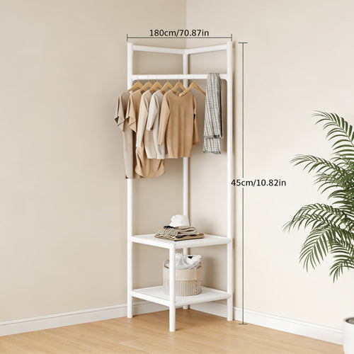 Coat Racks and Entryway Furniture, Corner Coat Rack with Shelves & Hanging Rods shown in the main product view