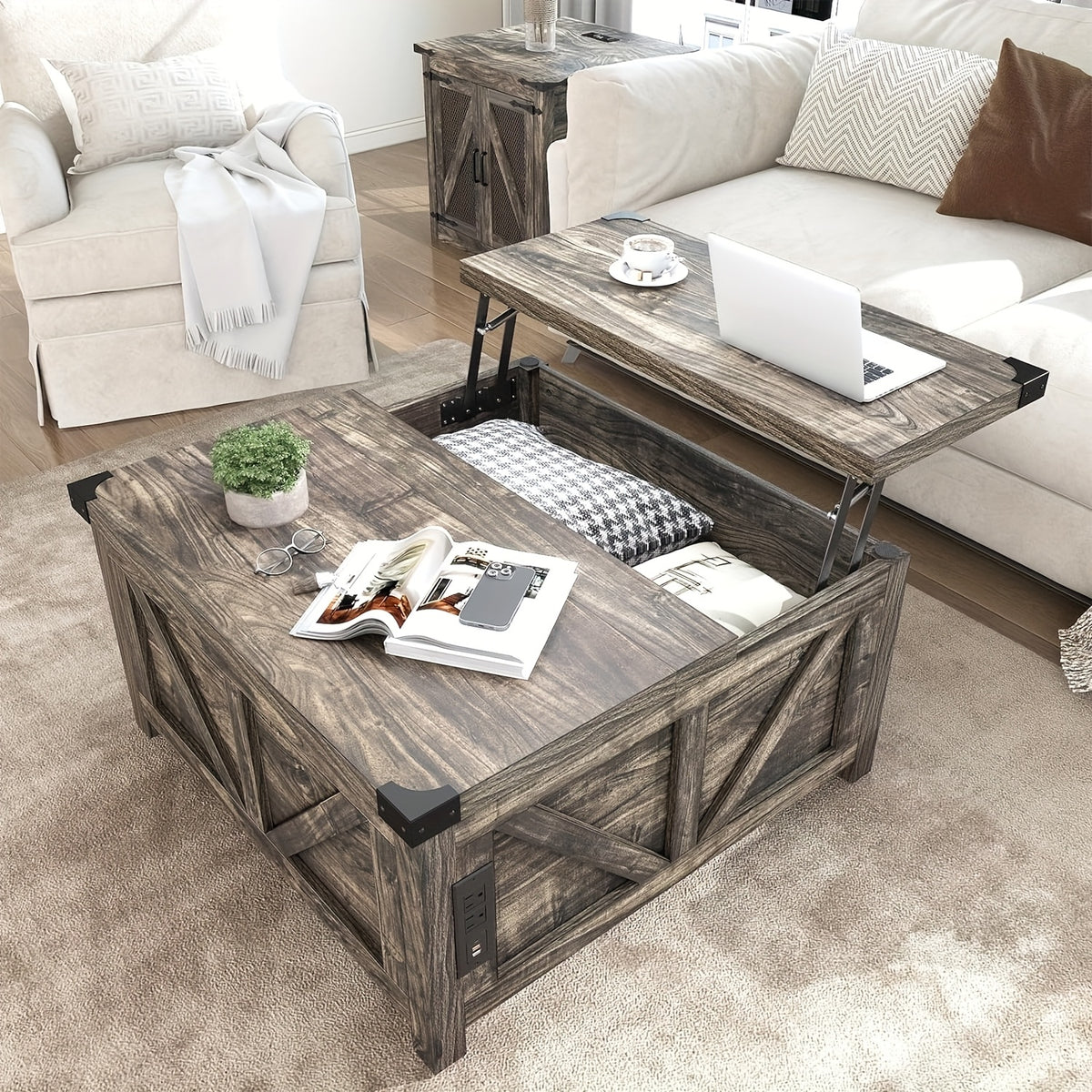 Coffee Table shown in the Dark Oak Grey-DG-0258 option