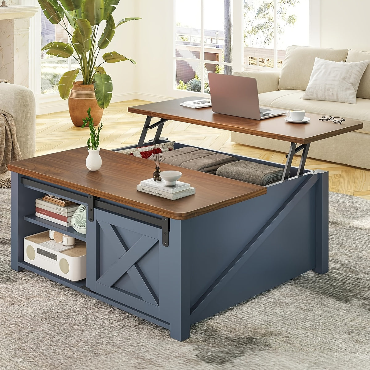 Coffee Table shown in the Blue option