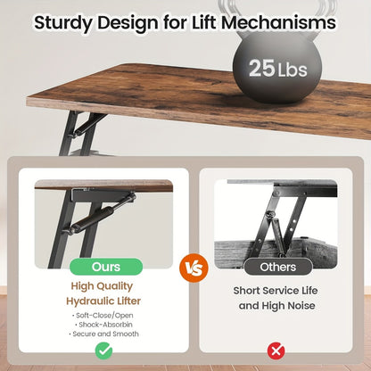 Coffee Table with Hidden Storage, Modern Accent Table for Living Room detail image - detail view 14