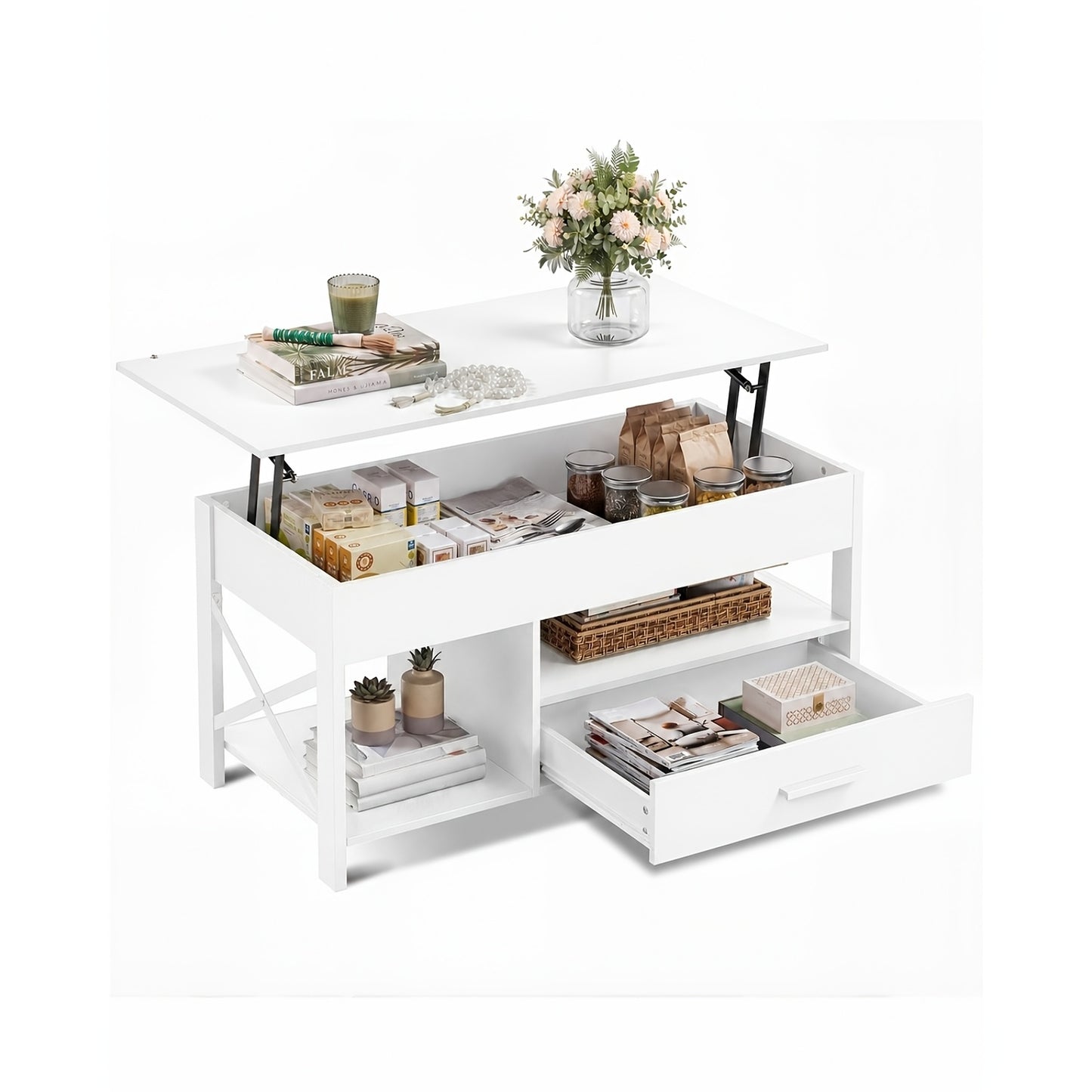 Coffee Table shown in the White option