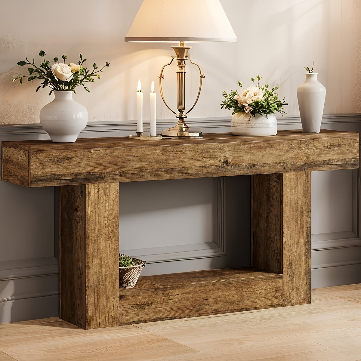 Console Table shown in the Brown option