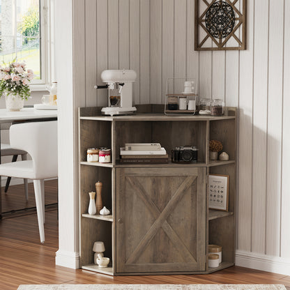Corner Cabinets and Bookshelves shown in the Rustic Grey option