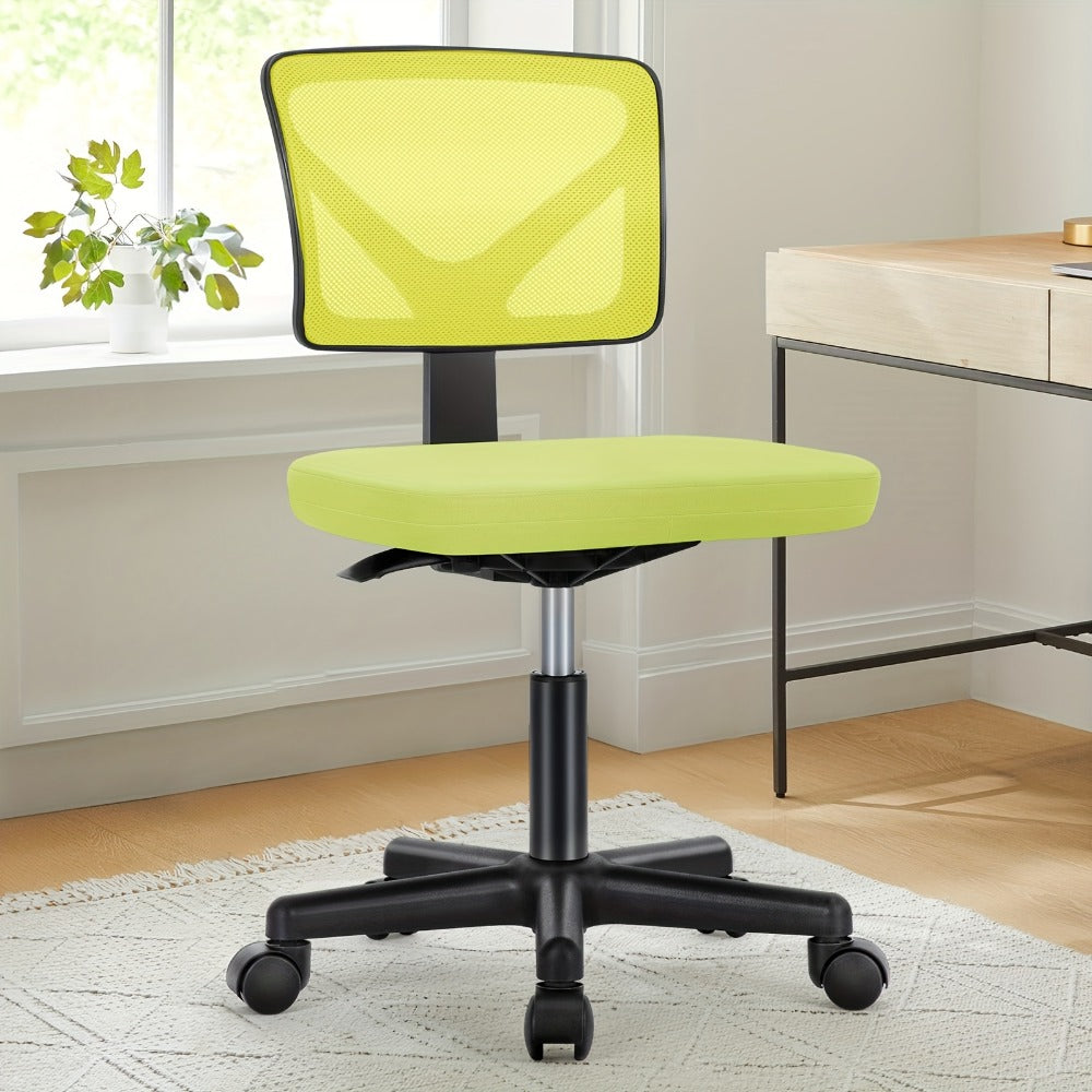 Low Back Mesh Armless Office Chair with Lumbar Support – Swivel Rolling Computer Chair for Home Office, Gaming & Study, Youth, Students & Adults, Black, Pink, Gray, Orange, Yellow