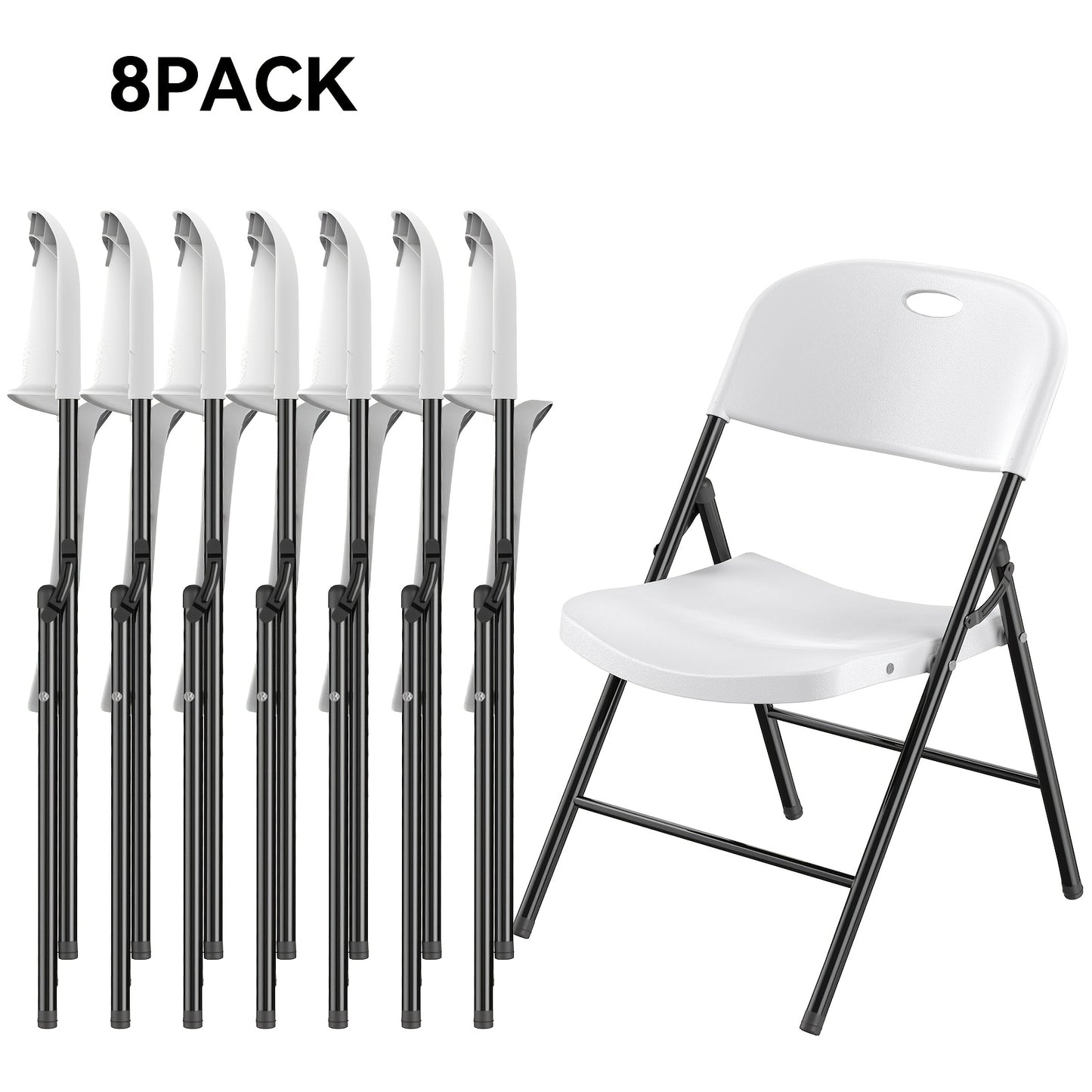 4, 6, 8, 10 PACK Reinforced Steel Folding Chairs, Weight Limit 650 Lbs., Suitable For Indoor And Outdoor Events, Parties, Dinners