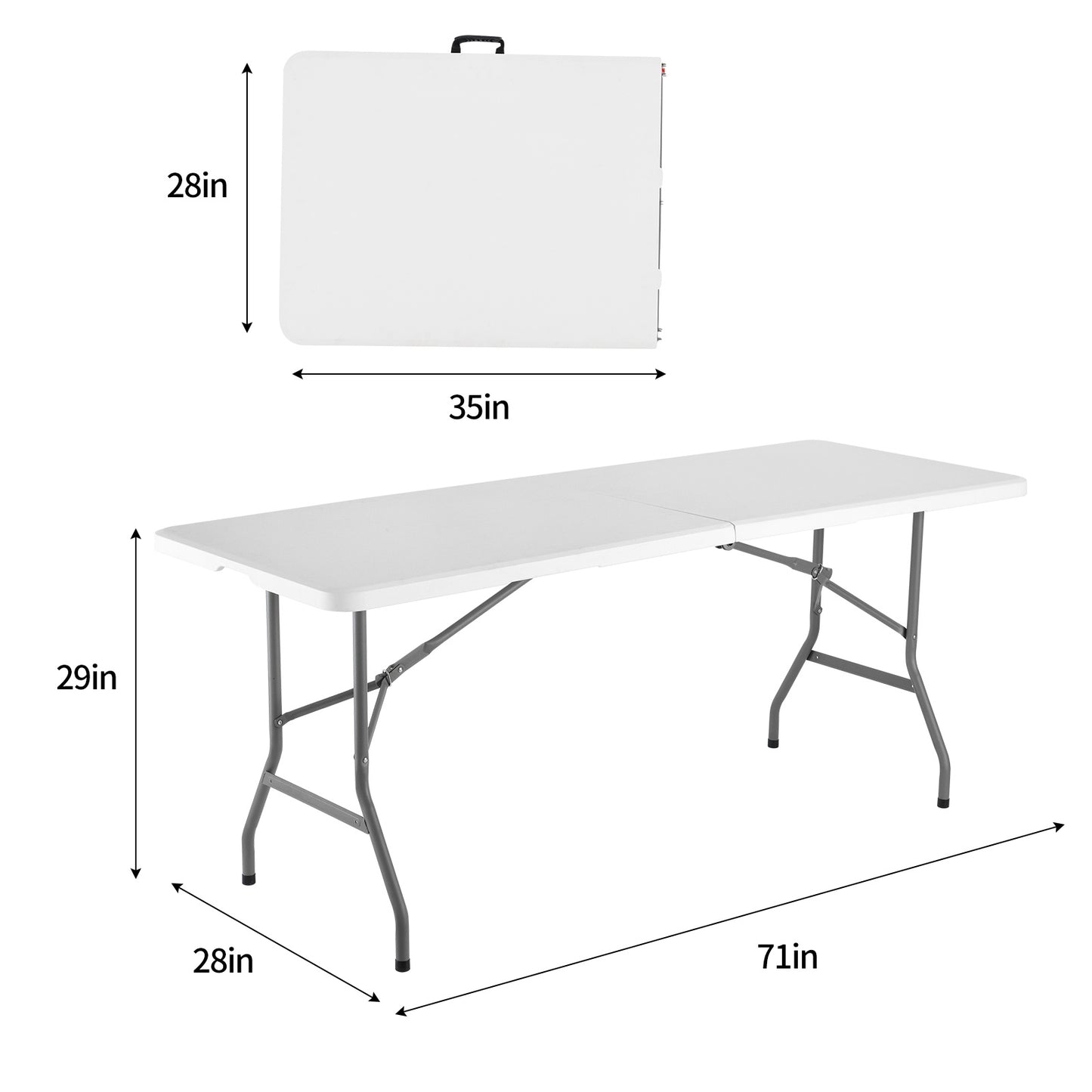 Folding Table, Lightweight Folding Table for Party, Dining, Barbecue, Board Game with Carrying Handle, Folding Locks - Mesas Para Fiestas