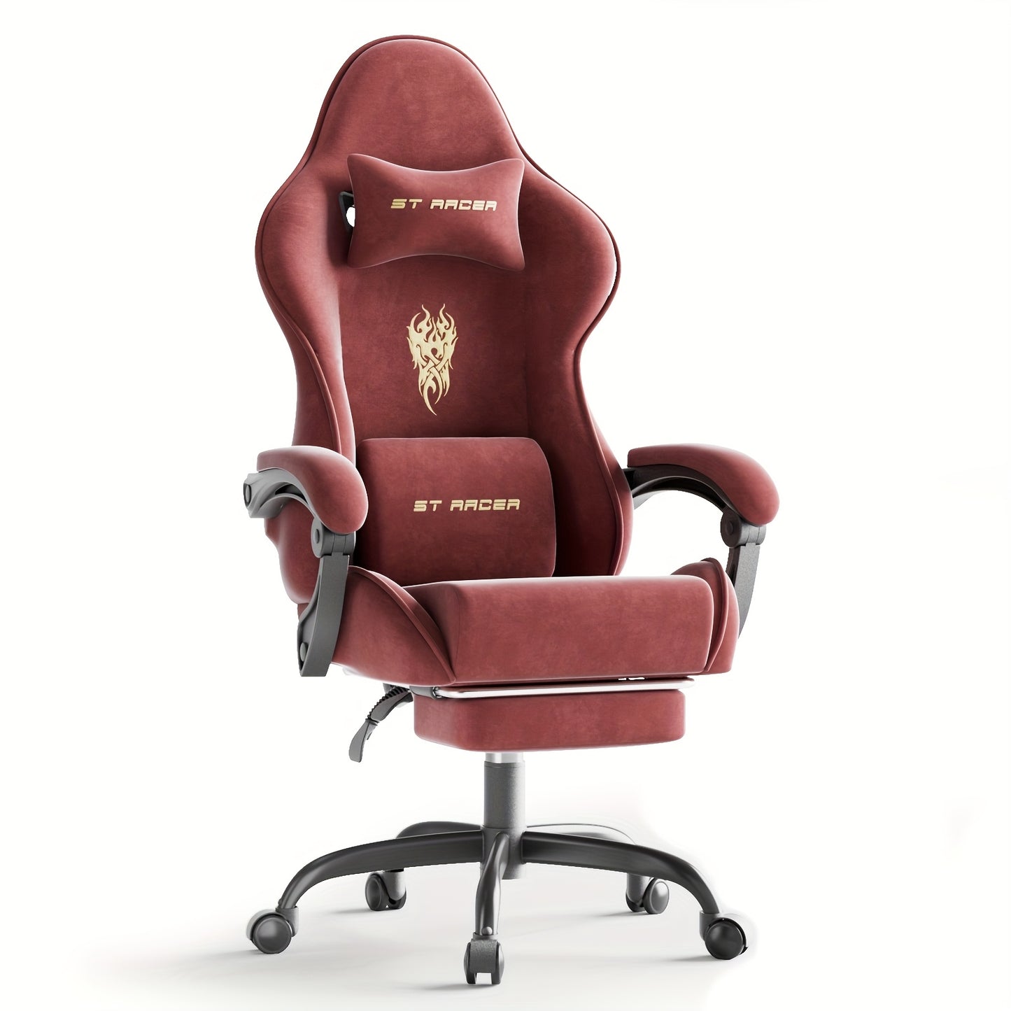 Velvet Fabric Gaming Chair, High Back Ergonomic Gamer Chair for Adult, Comfortable Video Game Chair with Footrest And Massage Lumbar Cushion