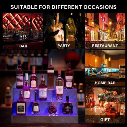 Cubehom Illuminated Liquor Shelves, 24-Inch Bar Bottle Display Unit