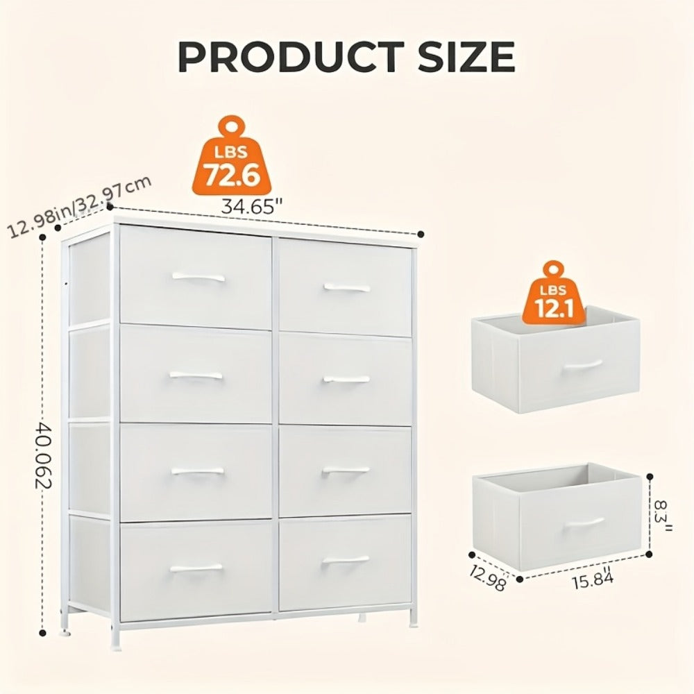Hallway Storage Cabinet with Fabric Drawers - Metal Frame Dresser Organizer 2 4 or 8 Drawer Options for Home Bedroom Office Apartment Living Room