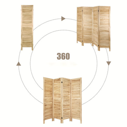 4-Panel White Room Divider with Shelves – Folding Privacy Screen & Portable Room Partition | Rustic Style Wall Divider for Bedroom, Living Room & Home Office