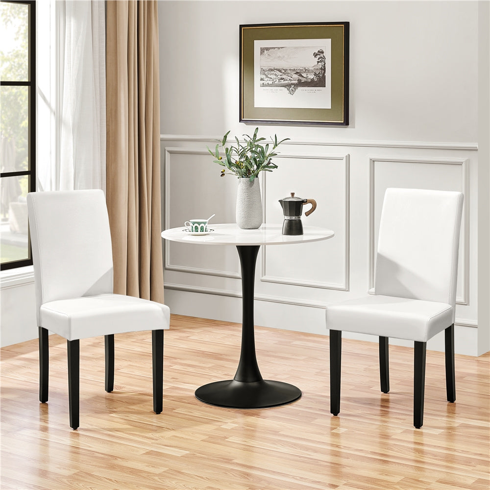 Costoffs Upholstered Dining Chairs Set of 2/4, Padded Leather Side Chairs with High Back & Rubberwood Legs, Modern Kitchen Chairs for Home, Kitchen & Restaurant, Black/White/Gray/Brown