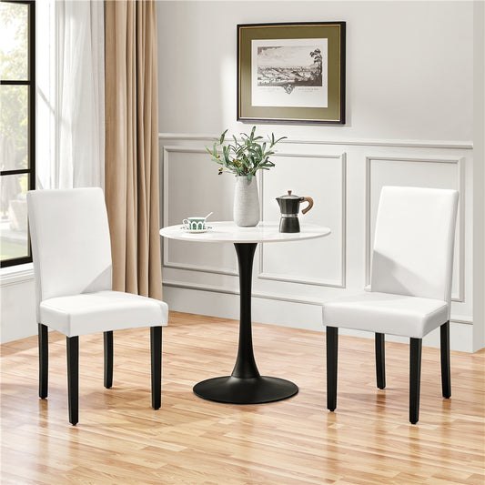 Costoffs Upholstered Dining Chairs Set of 2/4, Padded Leather Side Chairs with High Back & Rubberwood Legs, Modern Kitchen Chairs for Home, Kitchen & Restaurant, Black/White/Gray/Brown